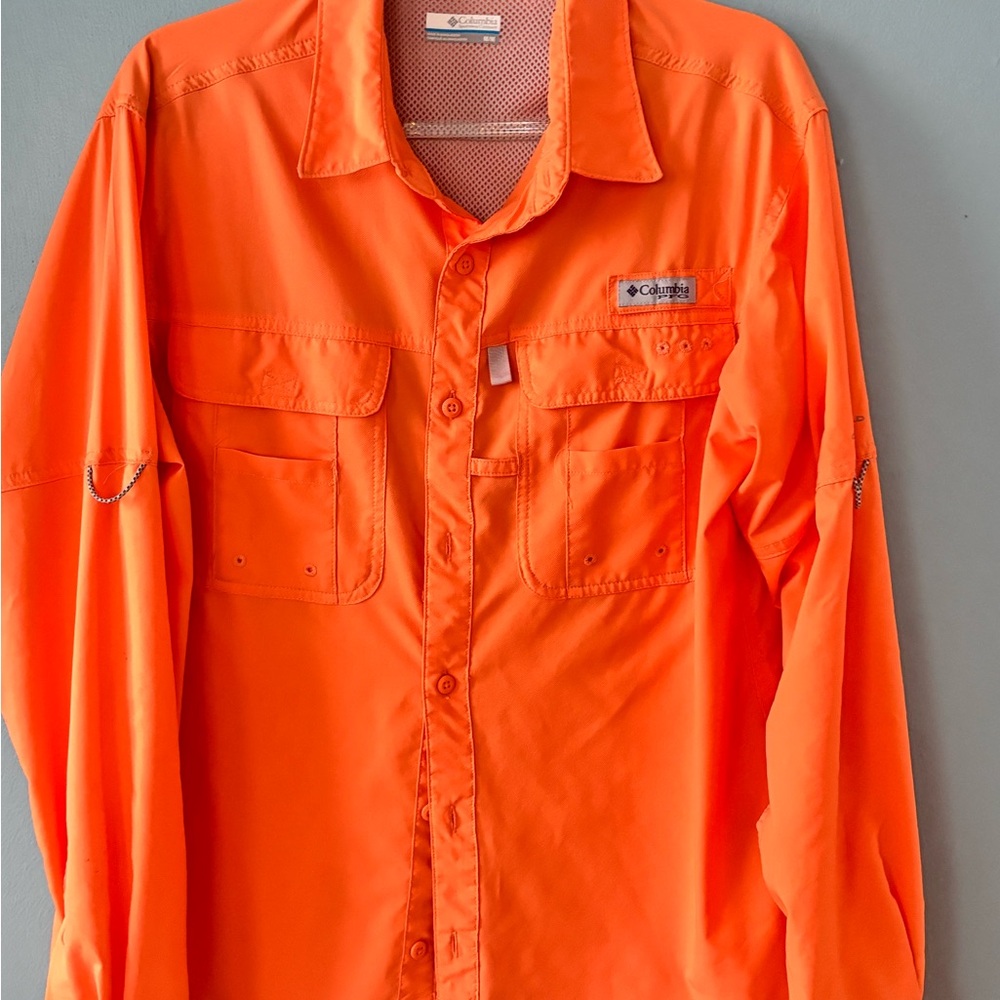 Columbia Vibrant Orange Mesh-Lined Shirt